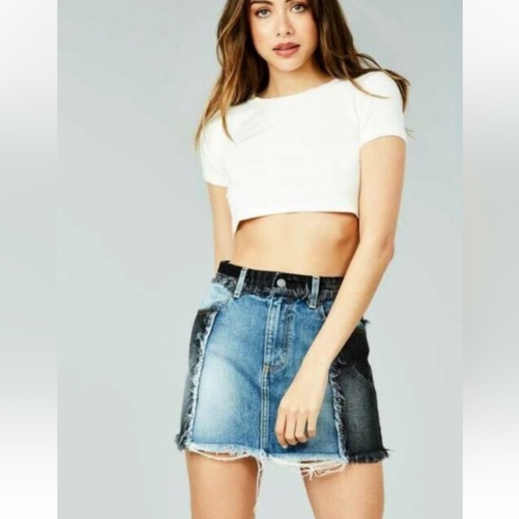 Lf Carmar Los Angeles Paulina Sabine Blue & Black 2 Tone Denim Skirt